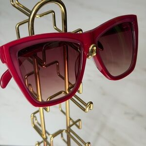 Authentic TOUS Red Pink Sunglasses 54□16 140 Oversized Square Cat Eye w/ Case